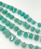 7" Amazonite Gemstone Fancy Twisted Drop Faceted Beads, Jewelry Supplies forJewelry Making, Wholesale Bulk Beads, 10x6mm - 12x8mm