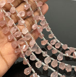 Strawberry Quartz Faceted Twisted Drop Shape Beads, Gemstone Beads, Jewelry Supplies Wholesale Bulk Beads, 9x5mm - 12x8mm, 7" Strand