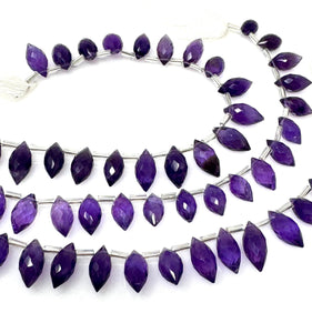 Amethyst Marquise Faceted Briolette Beads, Amethyst Gemstone Beads, Jewelry Supplies for Jewelry Making, Bulk Wholesale Beads, 8" Strand