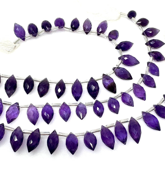 Amethyst Marquise Faceted Briolette Beads, Amethyst Gemstone Beads, Jewelry Supplies for Jewelry Making, Bulk Wholesale Beads, 8