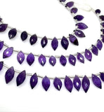 Amethyst Marquise Faceted Briolette Beads, Amethyst Gemstone Beads, Jewelry Supplies for Jewelry Making, Bulk Wholesale Beads, 8" Strand