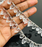 8" Clear Crystal Quartz Faceted Marquise Beads, Clear Crystal Quartz Gemstone Beads, 13x7mm - 15x8.5mm