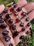 8" Mozambique Garnet Gemstone Beads, Garnet Pear Shape Faceted Beads Jewelry Supplies for Jewelry Making, Wholesale Bulk Beads