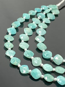15 Pcs Amazonite Fancy Diamond Shape Beads, Peruvian Amazonite Gemstone Beads for Jewelry Making, 9mm - 10mm