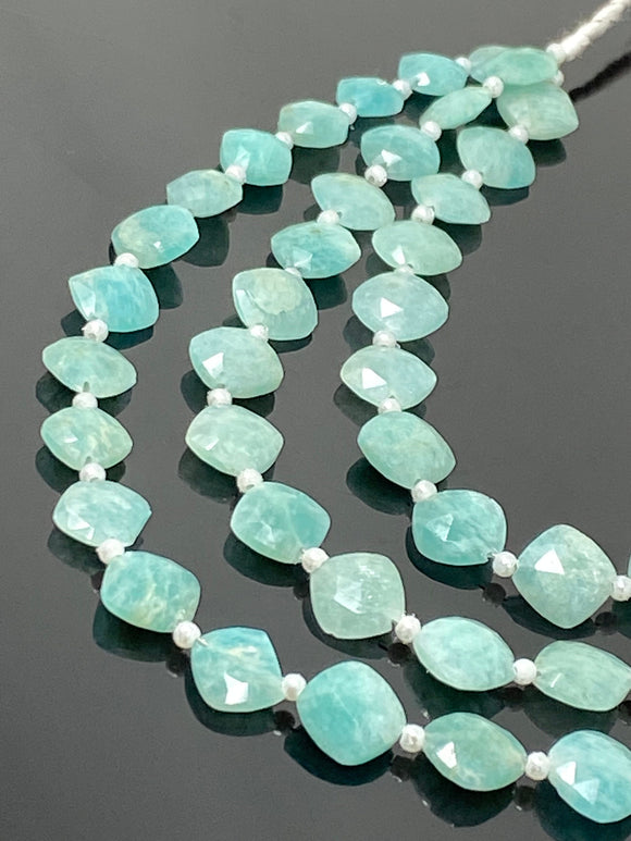 15 Pcs Amazonite Fancy Diamond Shape Beads, Peruvian Amazonite Gemstone Beads for Jewelry Making, 9mm - 10mm