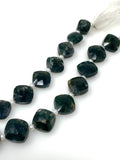 Natural Green Moss Agate Gemstone Beads, Moss Agate Faceted Fancy Diamond Shape Bulk Wholesale Beads, 10mm - 11mm, 7.5" Strand