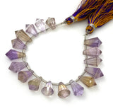 Ametrine Faceted Drop Beads, Ametrine Gemstone Beads for Jewelry Making, 10x6mm - 14x9mm, 16 Pcs