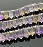 Ametrine Faceted Drop Beads, Ametrine Gemstone Beads for Jewelry Making, 10x6mm - 14x9mm, 16 Pcs