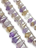 Ametrine Faceted Drop Beads, Ametrine Gemstone Beads for Jewelry Making, 10x6mm - 14x9mm, 16 Pcs