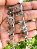 18 Pcs Natural Green Moss Agate Gemstone Beads, Moss Agate Faceted Fancy Drop Shape Bulk Wholesale Beads, 10x6.5mm - 15x8mm