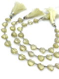 7.5” Lemon Topaz Gemstone Beads, Heart Shape Faceted Lemon Topaz Bulk Wholesale Beads, 9mm - 10mm