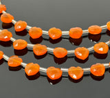 7” Carnelian Gemstone Beads, Carnelian Faceted Heart Shape Beads, Bulk Wholesale Beads, 9mm - 10mm