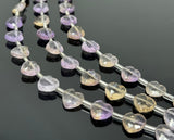 11 Pcs Ametrine Faceted Heart Shape Beads, Ametrine Gemstone Beads, Bulk Wholesale Beads, 9mm - 10mm