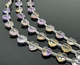 11 Pcs Ametrine Faceted Heart Shape Beads, Ametrine Gemstone Beads, Bulk Wholesale Beads, 9mm - 10mm