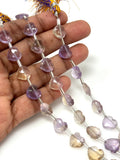11 Pcs Ametrine Faceted Heart Shape Beads, Ametrine Gemstone Beads, Bulk Wholesale Beads, 9mm - 10mm