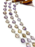 11 Pcs Ametrine Faceted Heart Shape Beads, Ametrine Gemstone Beads, Bulk Wholesale Beads, 9mm - 10mm