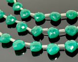 11 Pcs Green Onyx Gemstone Beads, Green Onyx Faceted Heart Shape Wholesale Bulk Beads, , 9mm - 10mm