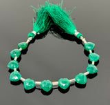 11 Pcs Green Onyx Gemstone Beads, Green Onyx Faceted Heart Shape Wholesale Bulk Beads, , 9mm - 10mm