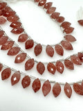 8" Strawberry Quartz Faceted Marquise Beads, Strawberry Quartz Gemstone Beads, Wholesale Bulk Beads, 10x6mm - 14x8mm