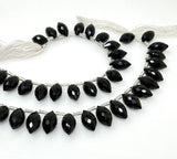 7.5" Black Onyx Marquise Shape Gemstone Beads, Wholesale Bulk Beads, Jewelry Supplies for Jewelry Making, 12x7mm - 14x8mm