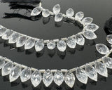 8" Clear Crystal Quartz Faceted Marquise Beads, Clear Crystal Quartz Gemstone Beads, 13x7mm - 15x8.5mm