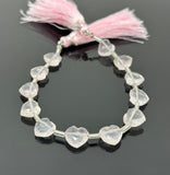 10 Pcs Rose Quartz Gemstone Beads, Rose Quartz Heart Shape Faceted Beads, Bulk Wholesale Beads, 9mm - 10mm
