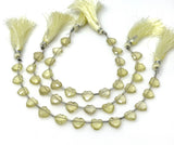 7.5” Lemon Topaz Gemstone Beads, Heart Shape Faceted Lemon Topaz Bulk Wholesale Beads, 9mm - 10mm