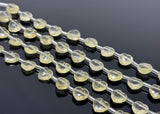 7.5” Lemon Topaz Gemstone Beads, Heart Shape Faceted Lemon Topaz Bulk Wholesale Beads, 9mm - 10mm