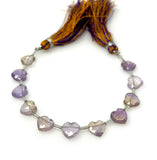 11 Pcs Ametrine Faceted Heart Shape Beads, Ametrine Gemstone Beads, Bulk Wholesale Beads, 9mm - 10mm