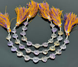 11 Pcs Ametrine Faceted Heart Shape Beads, Ametrine Gemstone Beads, Bulk Wholesale Beads, 9mm - 10mm
