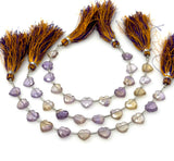11 Pcs Ametrine Faceted Heart Shape Beads, Ametrine Gemstone Beads, Bulk Wholesale Beads, 9mm - 10mm