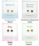 Raw Birthstone Electroplated Stud Earrings, Gold Plated over Silver Gemstone Stud Earrings, Healing Crystal Rough Gemstone Studs
