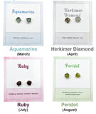 Raw Birthstone Electroplated Stud Earrings, Sterling Silver Gemstone Stud Earrings, Healing Crystal Rough Gemstone Studs