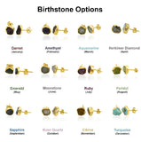 Raw Birthstone Electroplated Stud Earrings, Gold Plated over Silver Gemstone Stud Earrings, Healing Crystal Rough Gemstone Studs