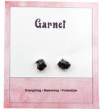 Raw Garnet Stud Earrings, January Birthstone Healing Crystal Rough Gemstone Studs, Garnet Rough Gemstone Electroplated Stud Earrings