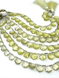14 Pcs Lemon Quartz Gemstone Beads, Hexagon Shape Faceted Lemon Quartz Bulk Wholesale Beads, 10mm - 12mm