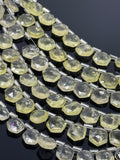 14 Pcs Lemon Quartz Gemstone Beads, Hexagon Shape Faceted Lemon Quartz Bulk Wholesale Beads, 10mm - 12mm