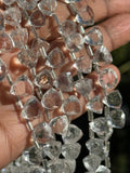 7.5” Clear Crystal Quartz Trillion Shape Briolette Gemstone Beads, Wholesale Bulk Beads, 8mm-10mm