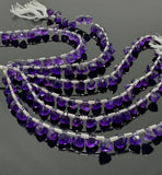 7.5" African Amethyst Trillion Shape Briolette Gemstone Beads, Wholesale Bulk Beads, AAA Quality Amethyst Fancy Beads