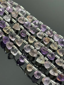 8" Ametrine Gemstone Beads Natural Ametrine Trillion Shape Briolette Bulk Beads Wholesale Jewelry Supplies for DIY Jewelry Making