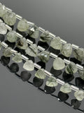 8" Green Rutilated Quartz Trillion Shape Briolette Gemstone Beads, Wholesale Bulk Beads, Green Rutile Fancy Shape Beads