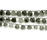 8" Green Rutilated Quartz Trillion Shape Briolette Gemstone Beads, Wholesale Bulk Beads, Green Rutile Fancy Shape Beads