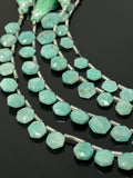 11Pcs Natural Amazonite Gemstone Beads, Faceted Hexagon Shape Peruvian Amazonite Beads, Wholesale Bulk Beads, 8mm - 11mm