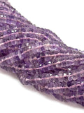 16” Amethyst Faceted Heishi Beads, African Amethyst Tyre Shape Beads, Spiritual Healing Crystal February Birthstone Beads, 6mm - 6.5mm