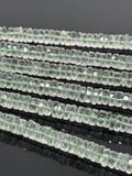 16” Natural Green Amethyst Heishi Gemstone Beads, Faceted Prasiolite Wholesale Gemstone Beads, AAA Grade 6mm - 7mm