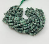 16" Natural Emerald Gemstone Beads, Faceted Emerald Heishi Tyre Beads, May Birthstone Jewelry Supplies, 5.5mm - 6mm