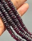 16” Garnet Faceted Heishi Beads, Natural Gemstone Disc Beads, Mozambique Garnet Tyre Shape Wholesale Beads, AAA Grade 6mm - 7mm