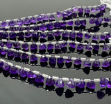 7.5" African Amethyst Trillion Shape Briolette Gemstone Beads, Wholesale Bulk Beads, AAA Quality Amethyst Fancy Beads