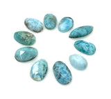 10 Pcs Natural Larimar Rosecut Cabochons, Loose Gemstones, Larimar Rose Cuts, 11.5x7mm - 19x9.5mm