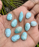 10 Pcs Natural Larimar Rosecut Cabochons, Loose Gemstones, Larimar Rose Cuts, 11.5x7mm - 19x9.5mm